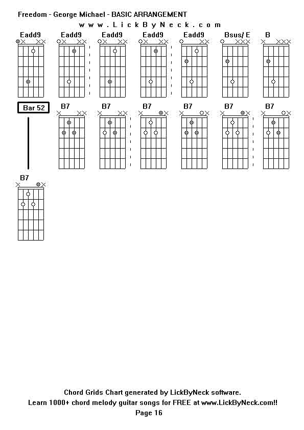 Chord Grids Chart of chord melody fingerstyle guitar song-Freedom - George Michael - BASIC ARRANGEMENT,generated by LickByNeck software.